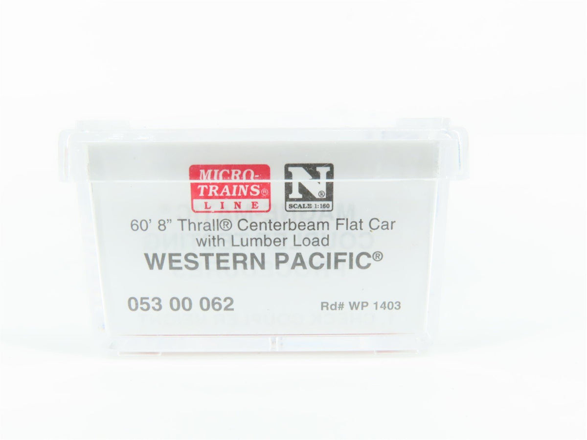 N Micro-Trains MTL 05300062 WP Western Pacific Centerbeam Flat Car #1403 w/ Load