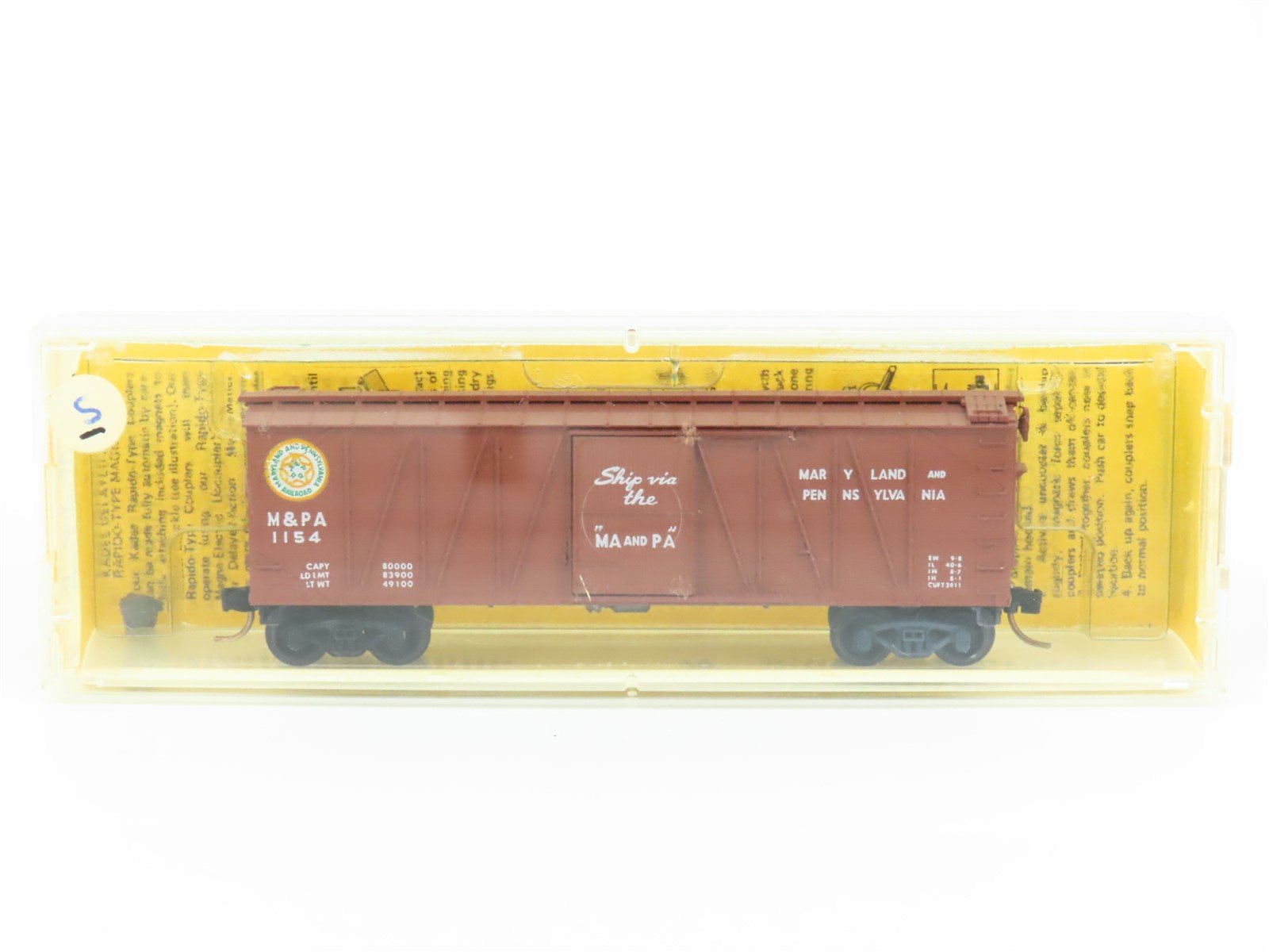 N Scale Kadee Micro-Trains MTL 28021 M&PA "Ma and Pa" 40' Box Car #1154