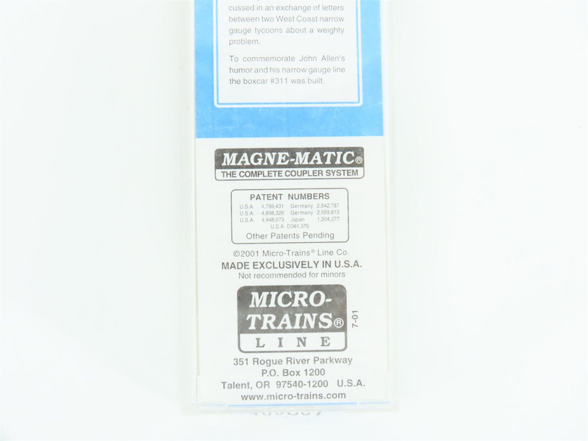 Nn3 Scale Micro-Trains MTL DG&amp;H Devil&#39;s Gulch &amp; Helengon 30&#39; Box Car #311