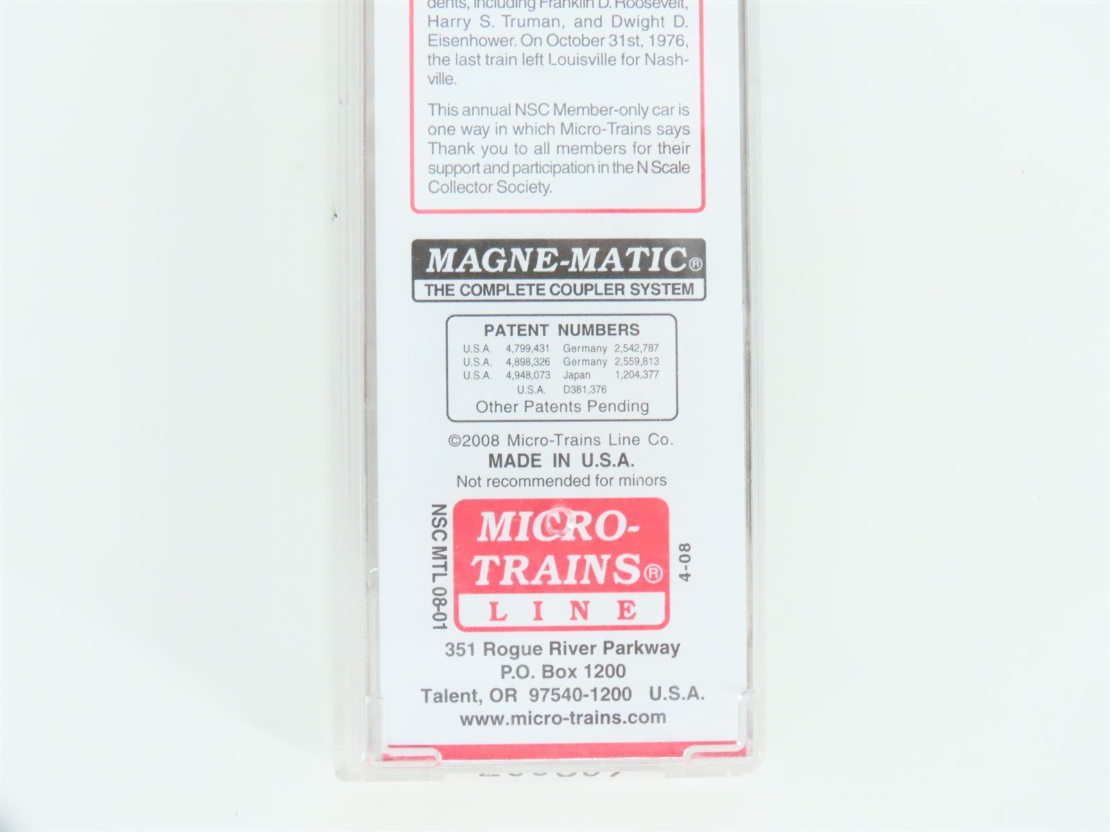 N Micro-Trains MTL NSC 08-01 L&N The Old Reliable Union Station 40' Box Car 1891