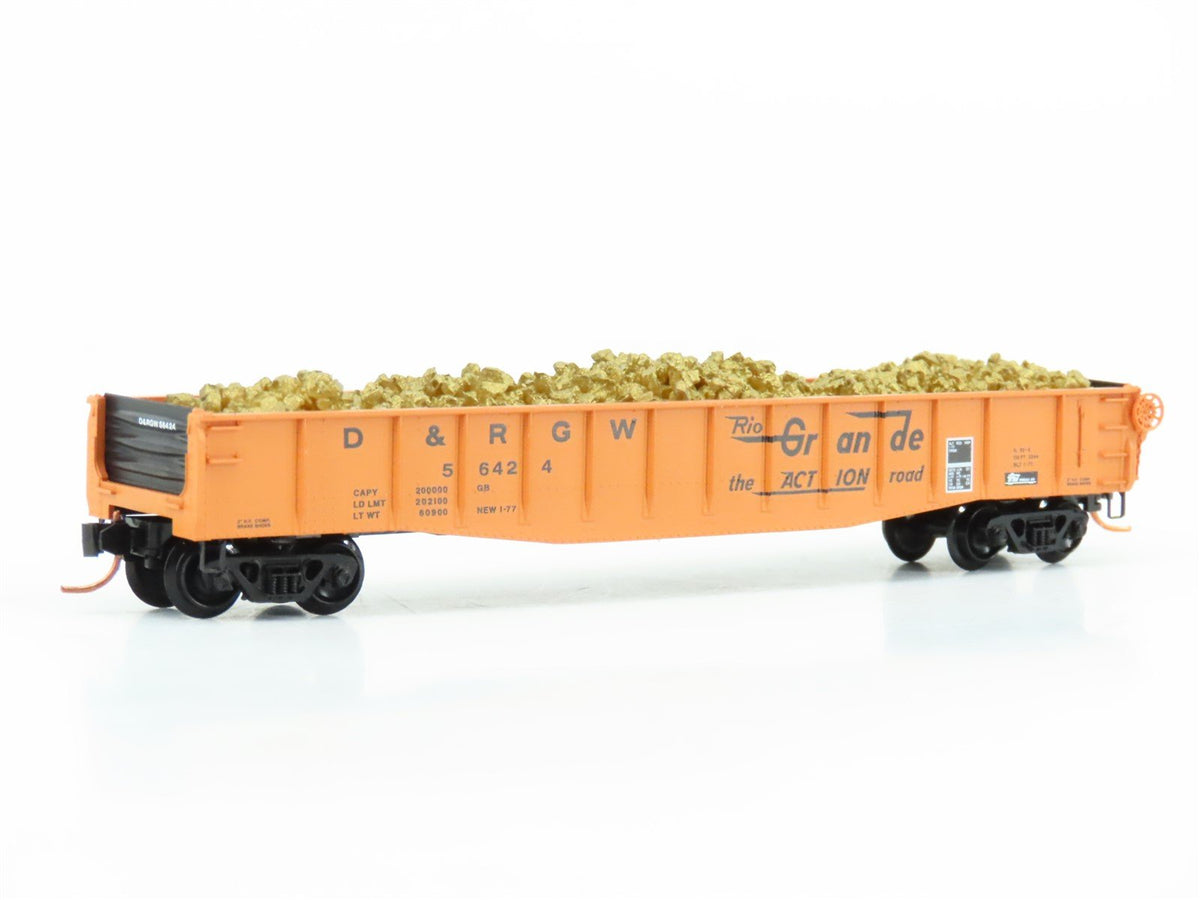 N Micro-Trains MTL NSC 06-01 D&amp;RGW Rio Grande Action 50&#39; Gondola #56424 w/ Load