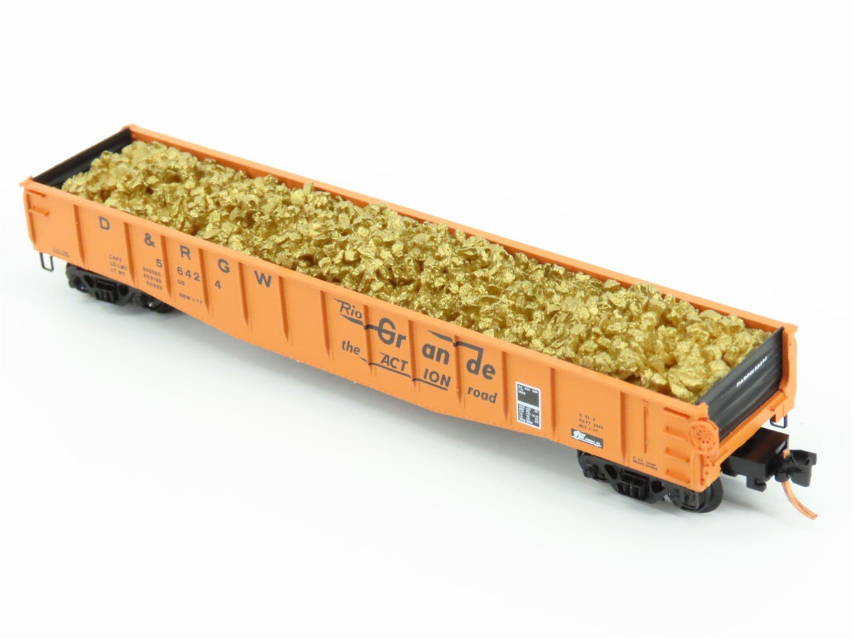 N Micro-Trains MTL NSC 06-01 D&amp;RGW Rio Grande Action 50&#39; Gondola #56424 w/ Load