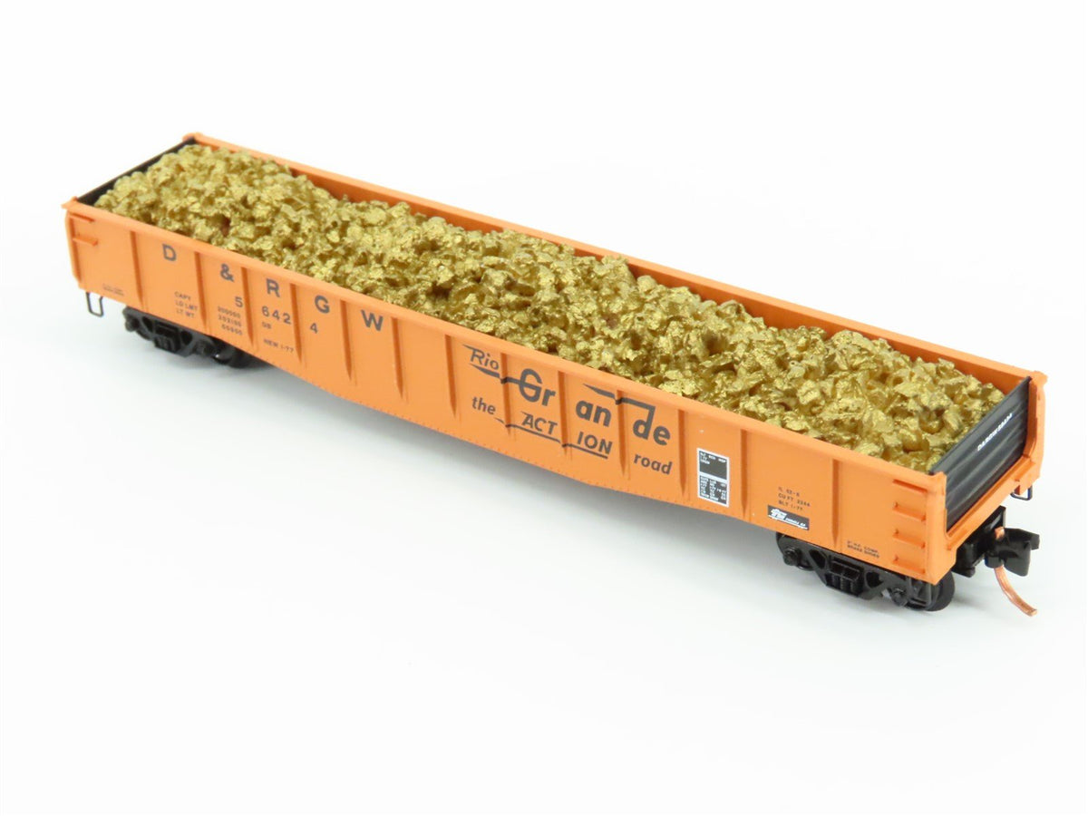 N Micro-Trains MTL NSC 06-01 D&amp;RGW Rio Grande Action 50&#39; Gondola #56424 w/ Load