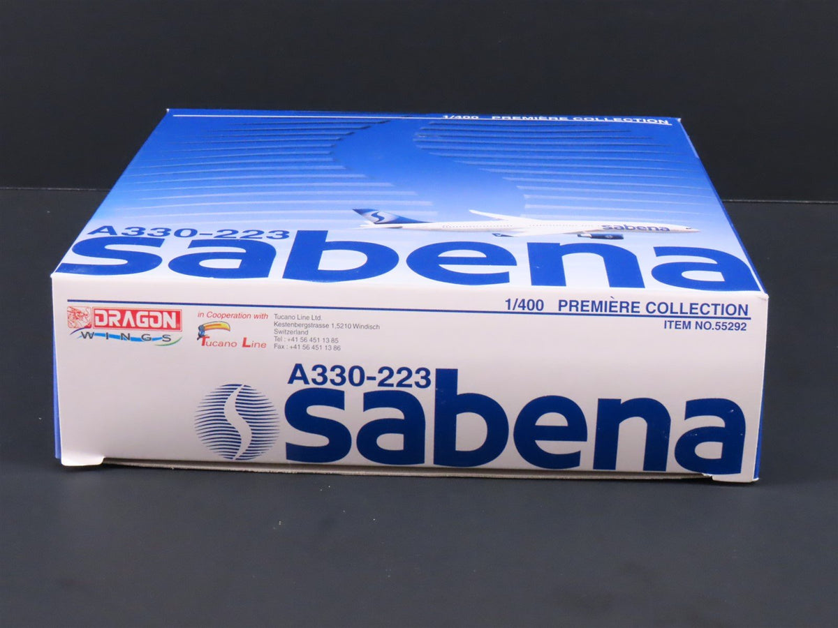 1:400 Scale Dragon Wings 55292 Die-Cast Sabena A330-223 Airliner wStand