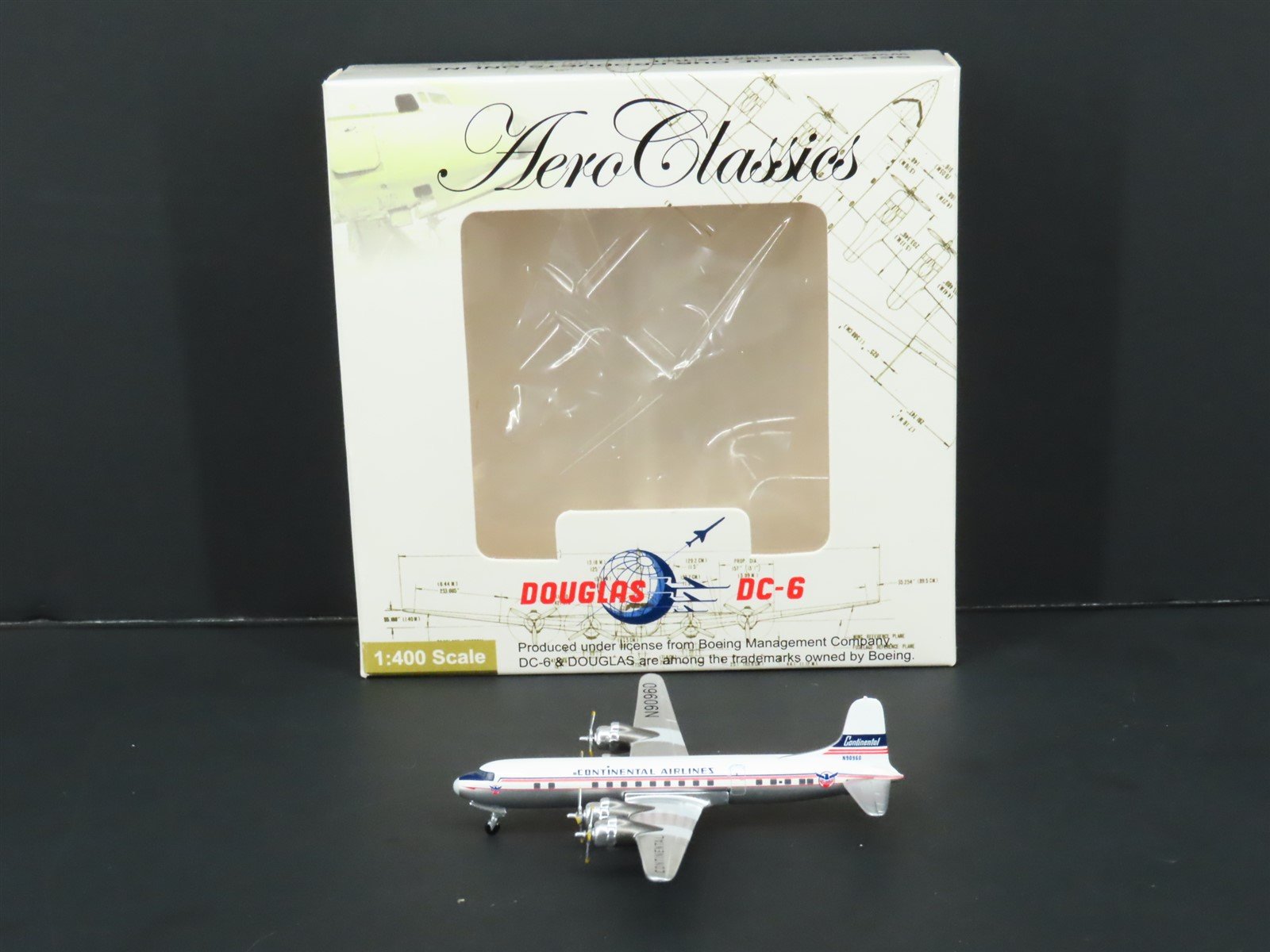1:400 Aero Classics Die-Cast Continental McDonnell Douglas DC-6B Airliner N90960