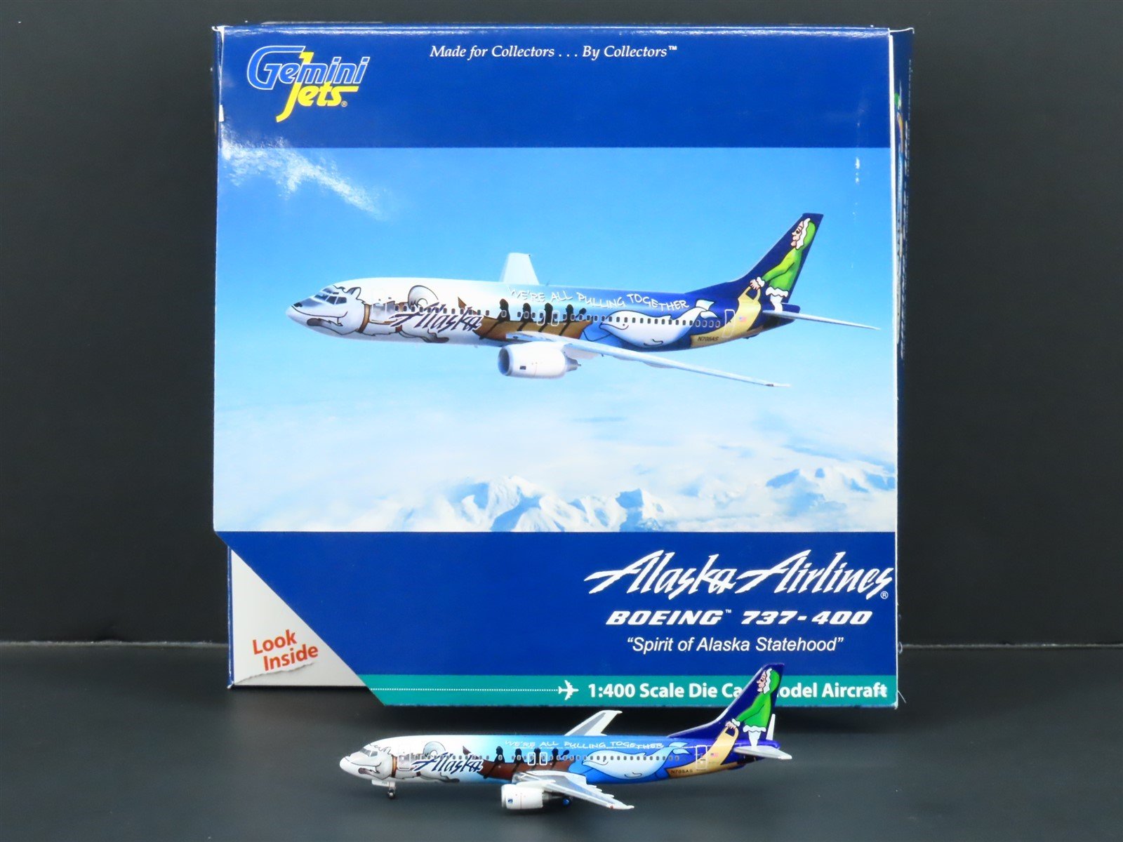 1:400 Gemini Jets GJASA944 Alaska Airlines Pulling Together Boeing B-737-400