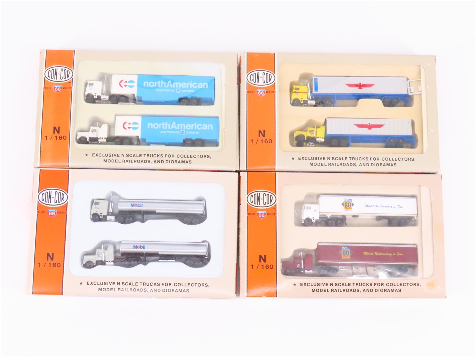 LOT of 4 N Con-Cor NorthAmerican APL Model Railroader & Mobil Semi-Truck 2-Packs