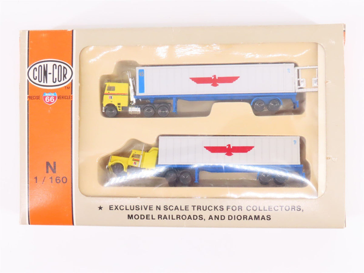 LOT of 4 N Con-Cor NorthAmerican APL Model Railroader &amp; Mobil Semi-Truck 2-Packs