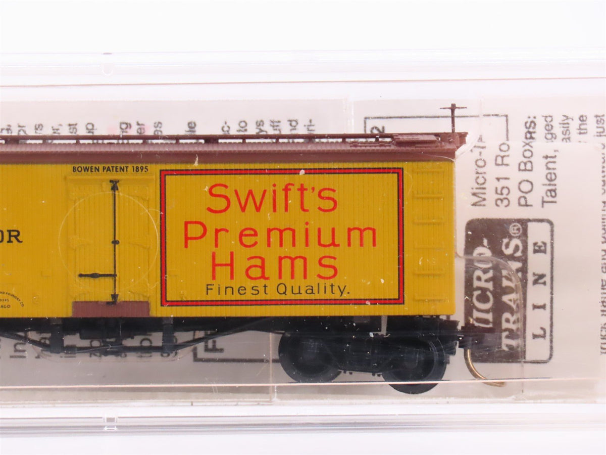 N Scale Micro-Trains MTL 58070 SRL Swift&#39;s Premium Hams 36&#39; Wood Reefer #10000