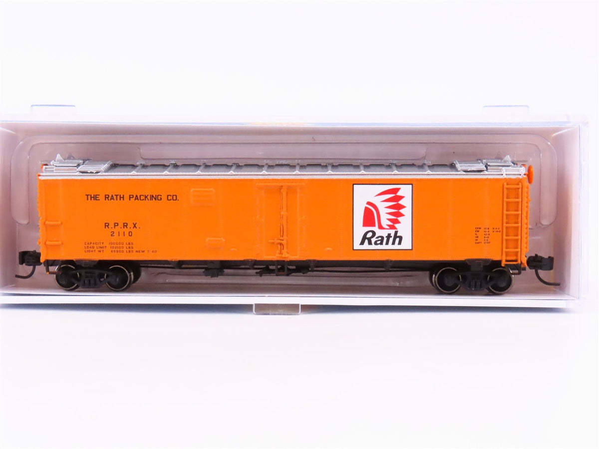 N Scale Athearn 2382 RPRX RATH Packing 50&#39; Ice Bunker Reefer Car #2110