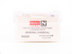 N Scale Micro-Trains MTL 94020 GRPX General Chemical 3-Bay Covered Hopper 944569