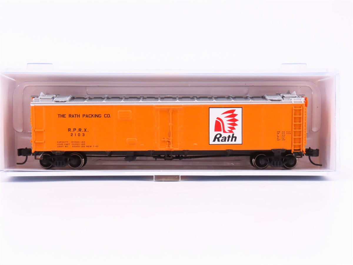 N Scale Athearn 2380 RPRX RATH Packing 50&#39; Ice Bunker Reefer Car #2103