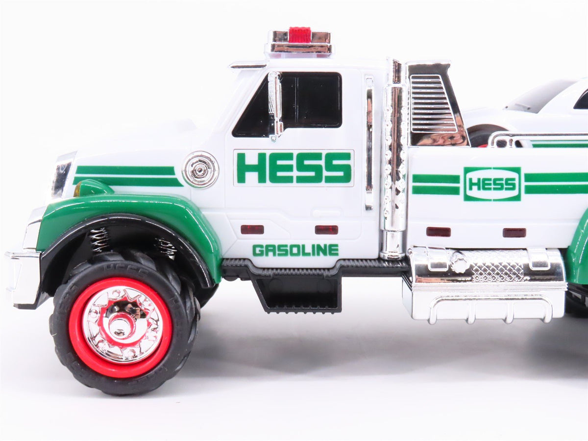 Hess Toy Truck 2011 Flatbed Utility Truck &amp; Race Car w/ Lights &amp; Sound