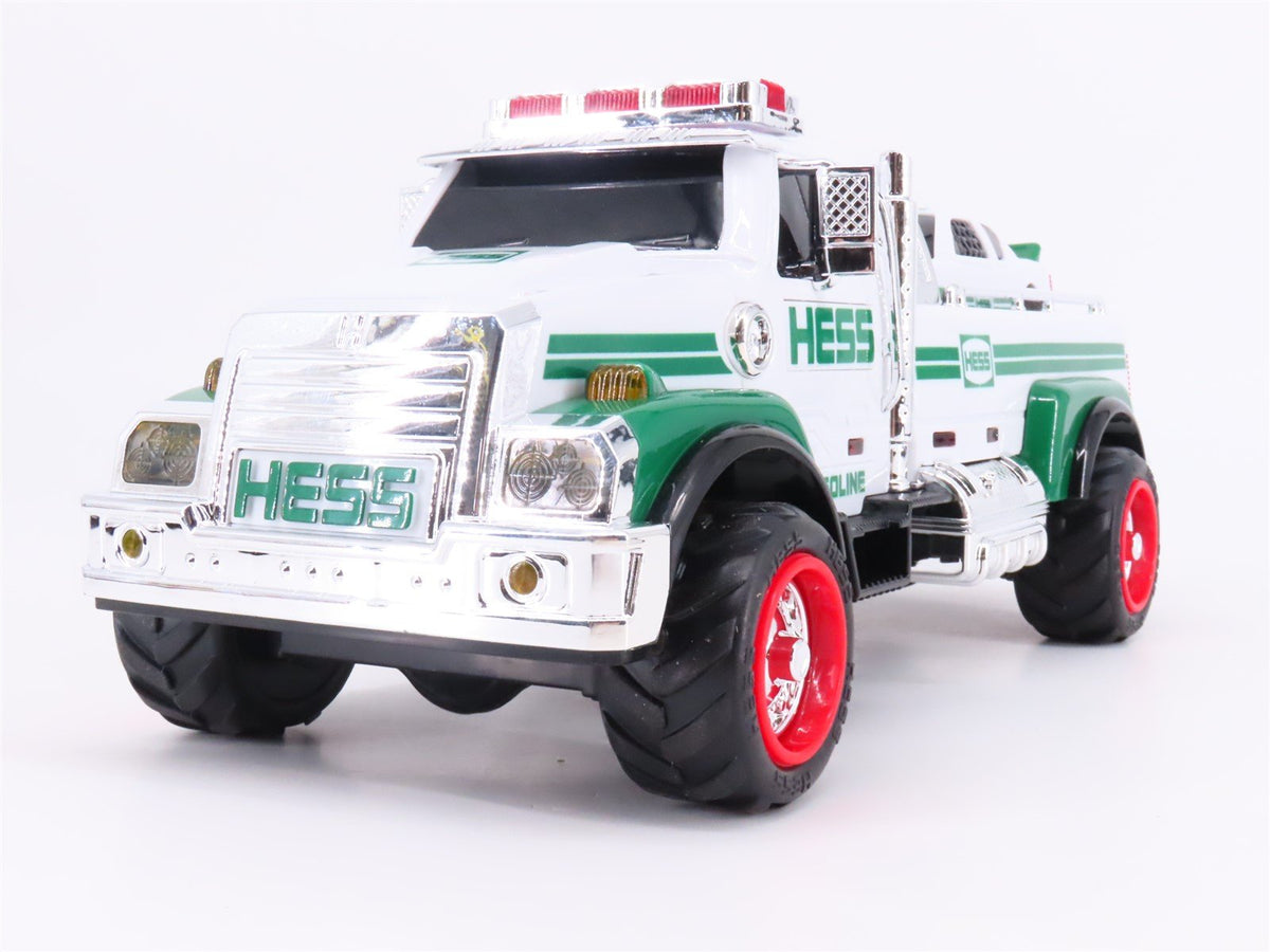 Hess Toy Truck 2011 Flatbed Utility Truck &amp; Race Car w/ Lights &amp; Sound