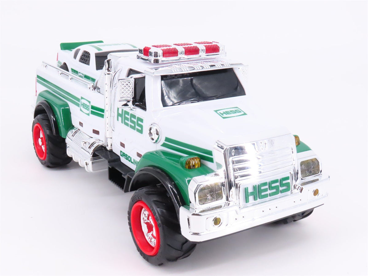 Hess Toy Truck 2011 Flatbed Utility Truck &amp; Race Car w/ Lights &amp; Sound