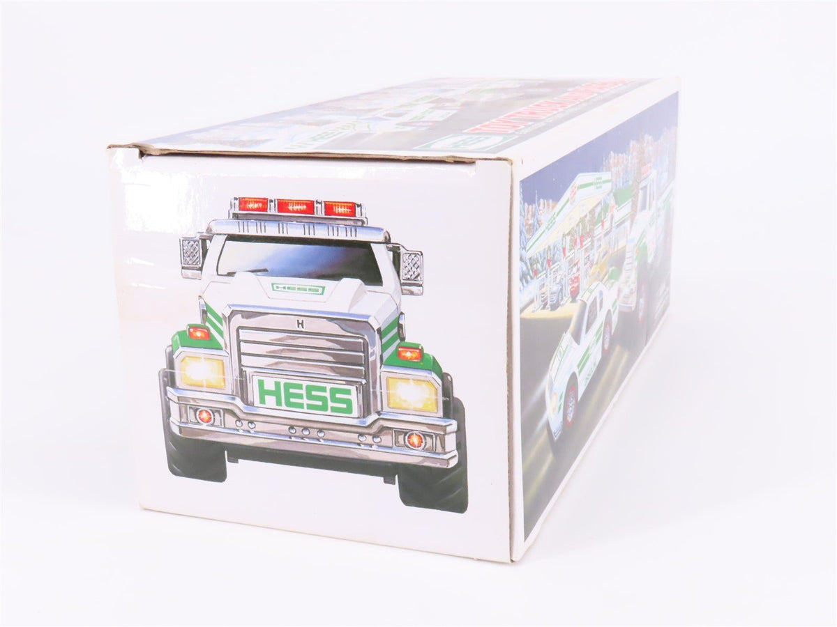 Hess Toy Truck 2011 Flatbed Utility Truck &amp; Race Car w/ Lights &amp; Sound