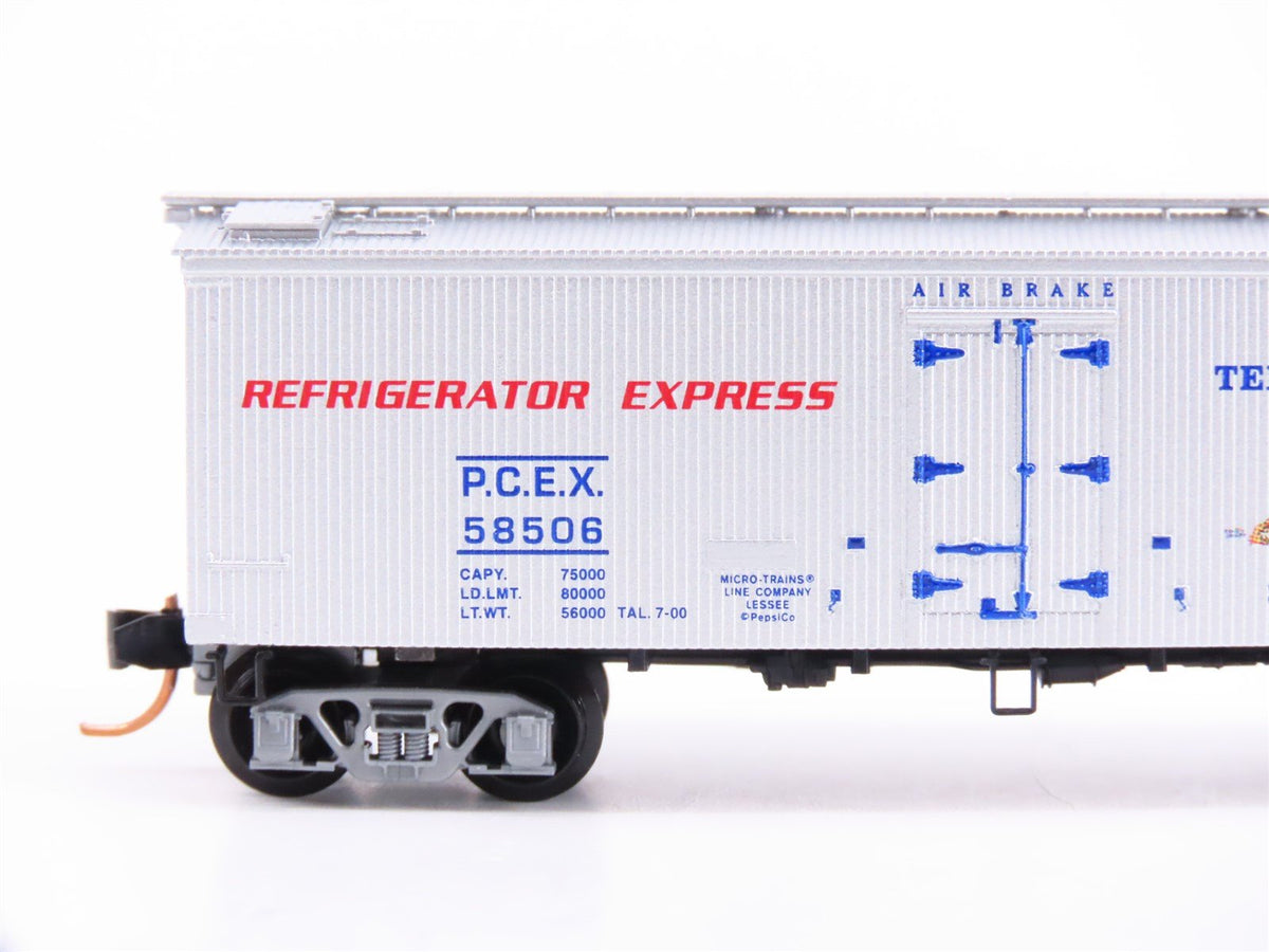 N Scale Micro-Trains MTL 58560 PCEX Pepsi Cola 36&#39; Wood Sheathed Reefer #58506