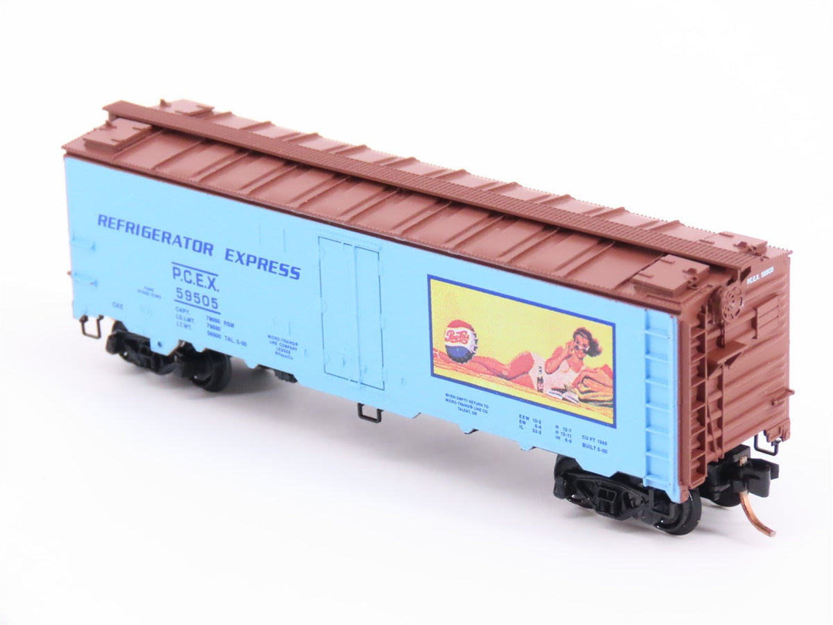 N Scale Micro-Trains MTL 59550 PCEX Pepsi Cola 40&#39; Steel Side Ice Reefer #58505