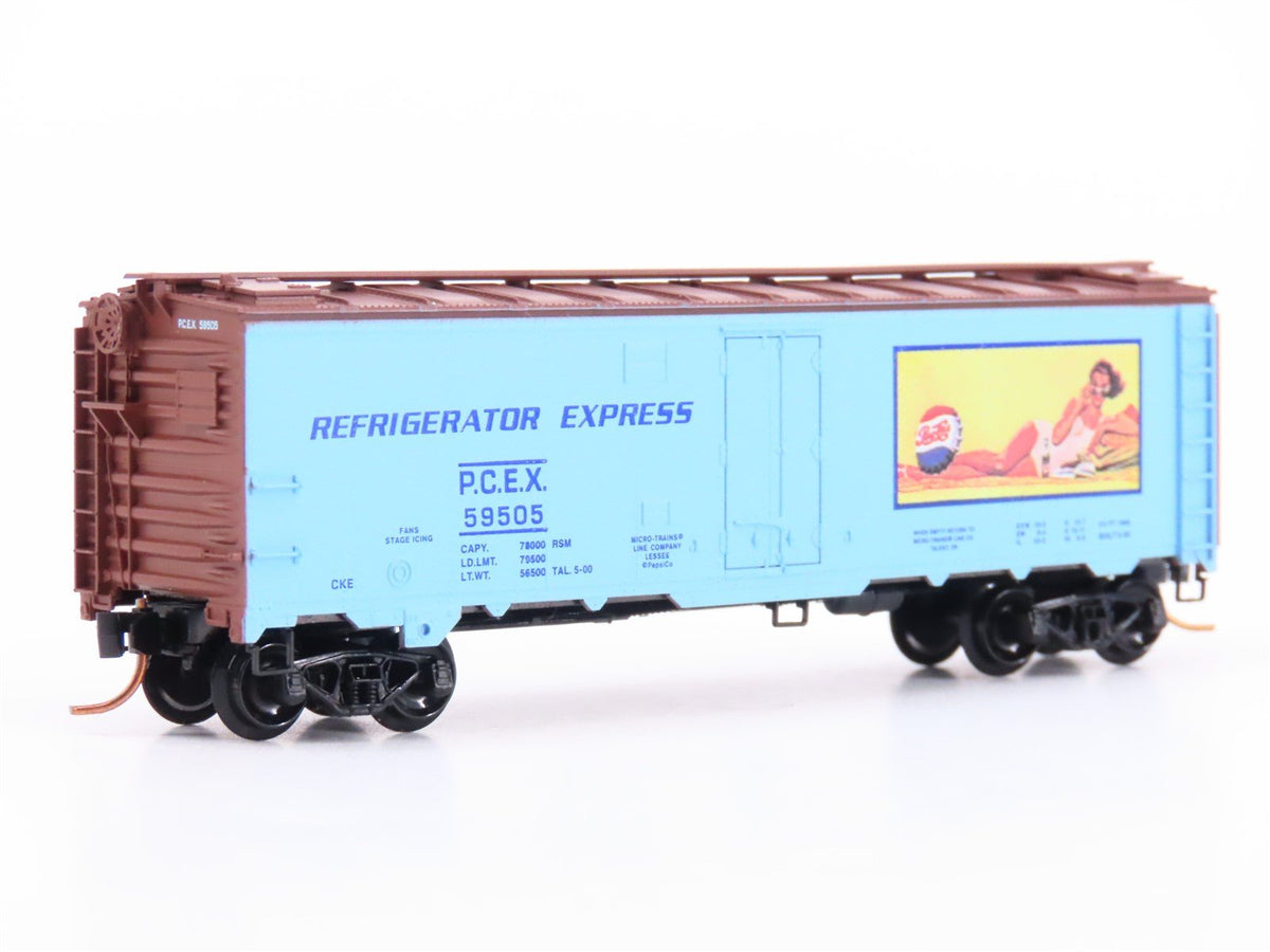 N Scale Micro-Trains MTL 59550 PCEX Pepsi Cola 40&#39; Steel Side Ice Reefer #58505