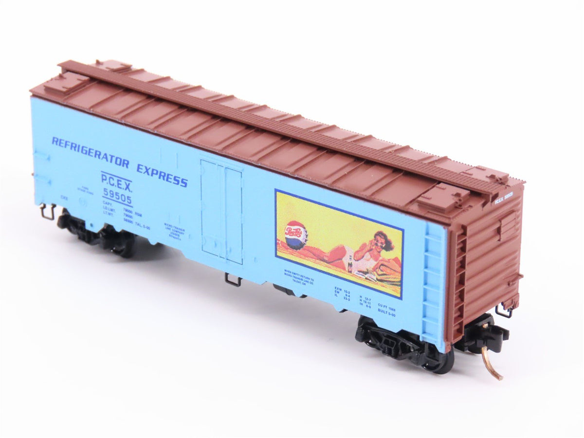 N Scale Micro-Trains MTL 59550 PCEX Pepsi Cola 40&#39; Steel Side Ice Reefer #58505