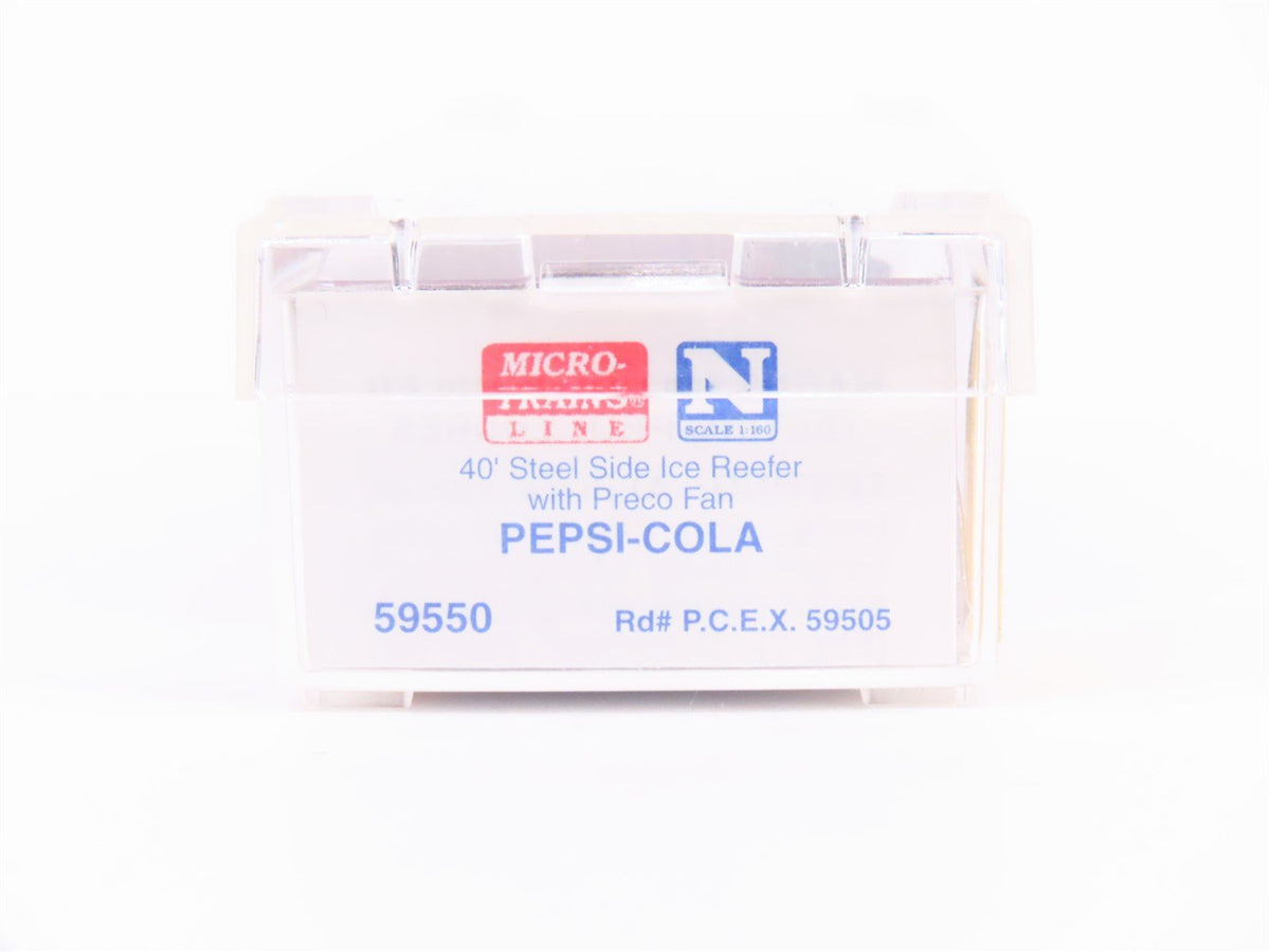 N Scale Micro-Trains MTL 59550 PCEX Pepsi Cola 40&#39; Steel Side Ice Reefer #58505