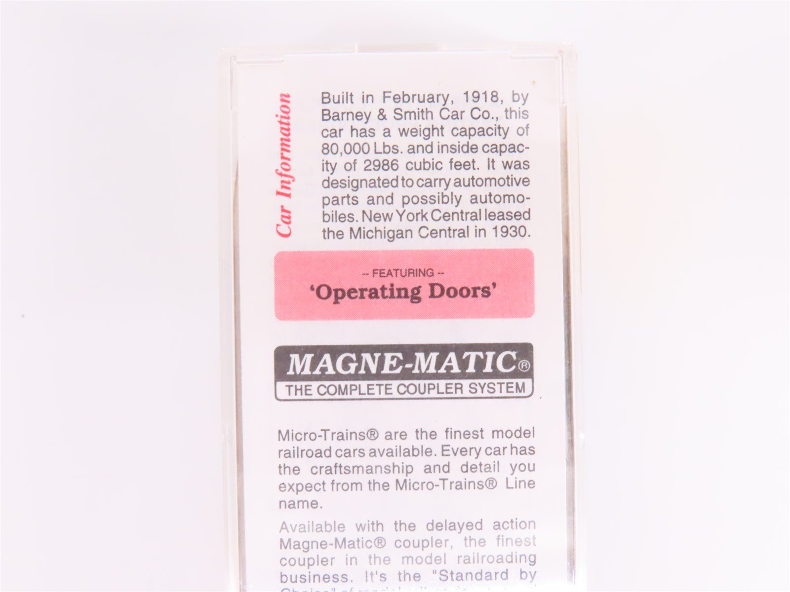 N Scale Micro-Trains MTL 43060 NYC MCRR Michigan Central 40' Box Car #62475