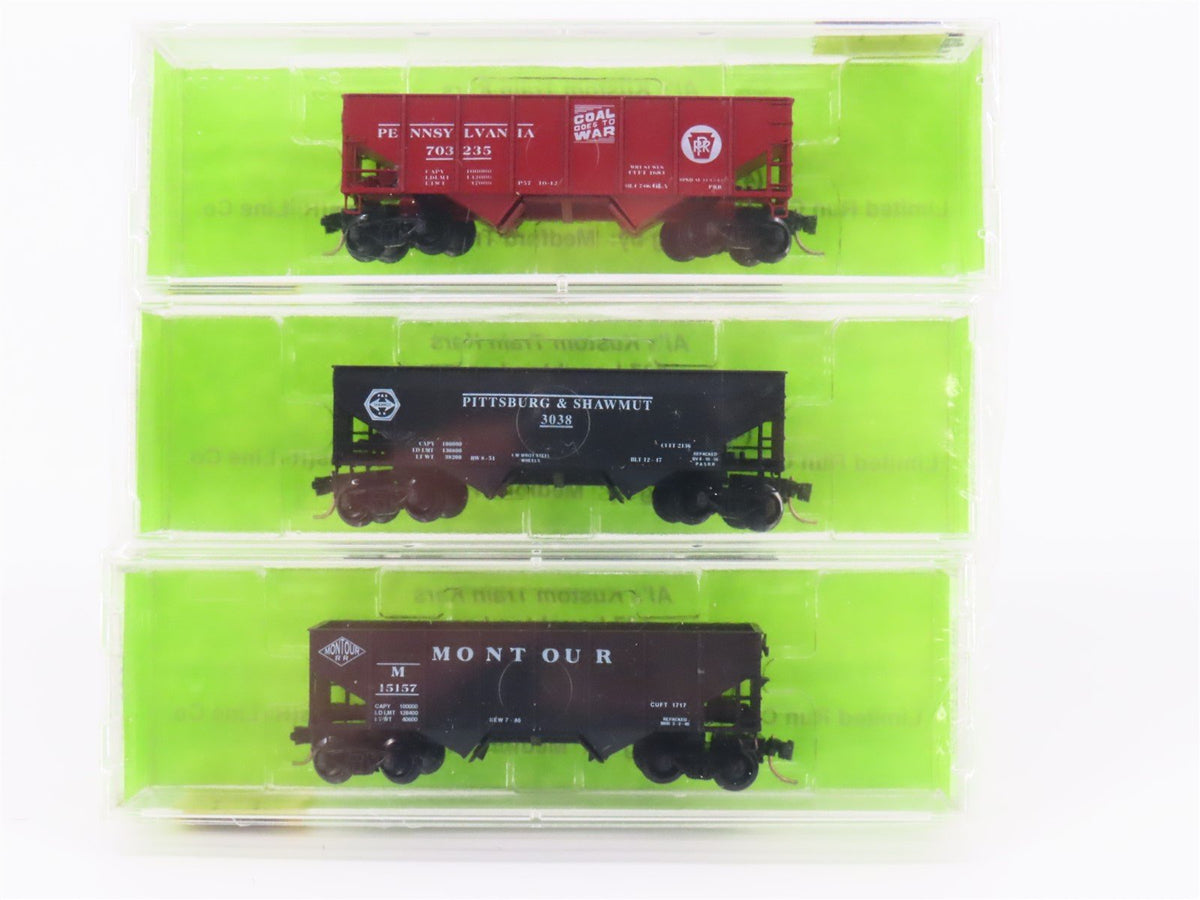 N Scale MTL Al&#39;s Kustom Train Kars PRR/P&amp;S/M Railroad 2-Bay Hopper 3-Pack Sealed