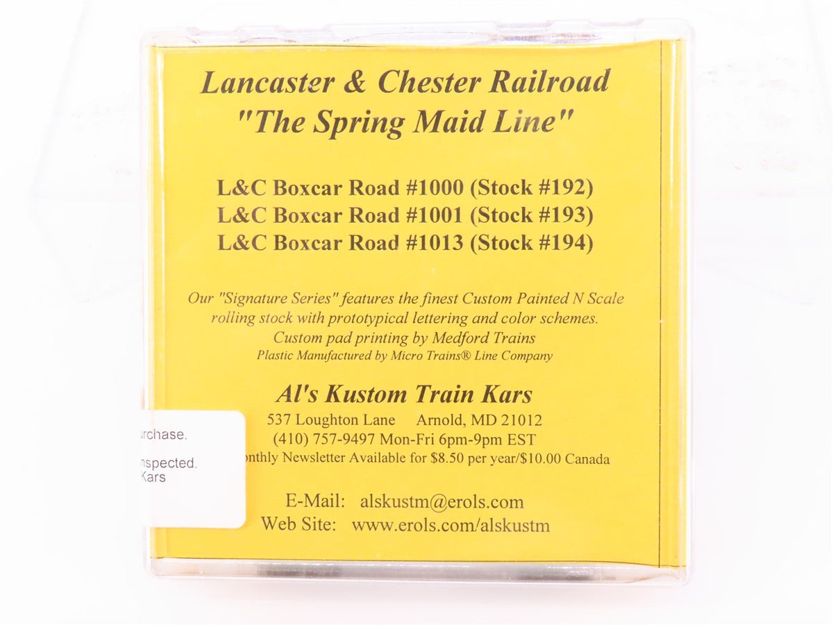 N Scale MTL Al&#39;s Kustom Train Kars L&amp;C Spring Maid Line 40&#39; Box Car 3-Pack