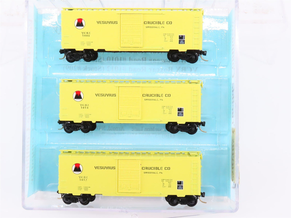 N Scale MTL Al&#39;s Kustom Train Kars VCBX Vesuvius Crucible Co 40&#39; Box Car 3-Pack