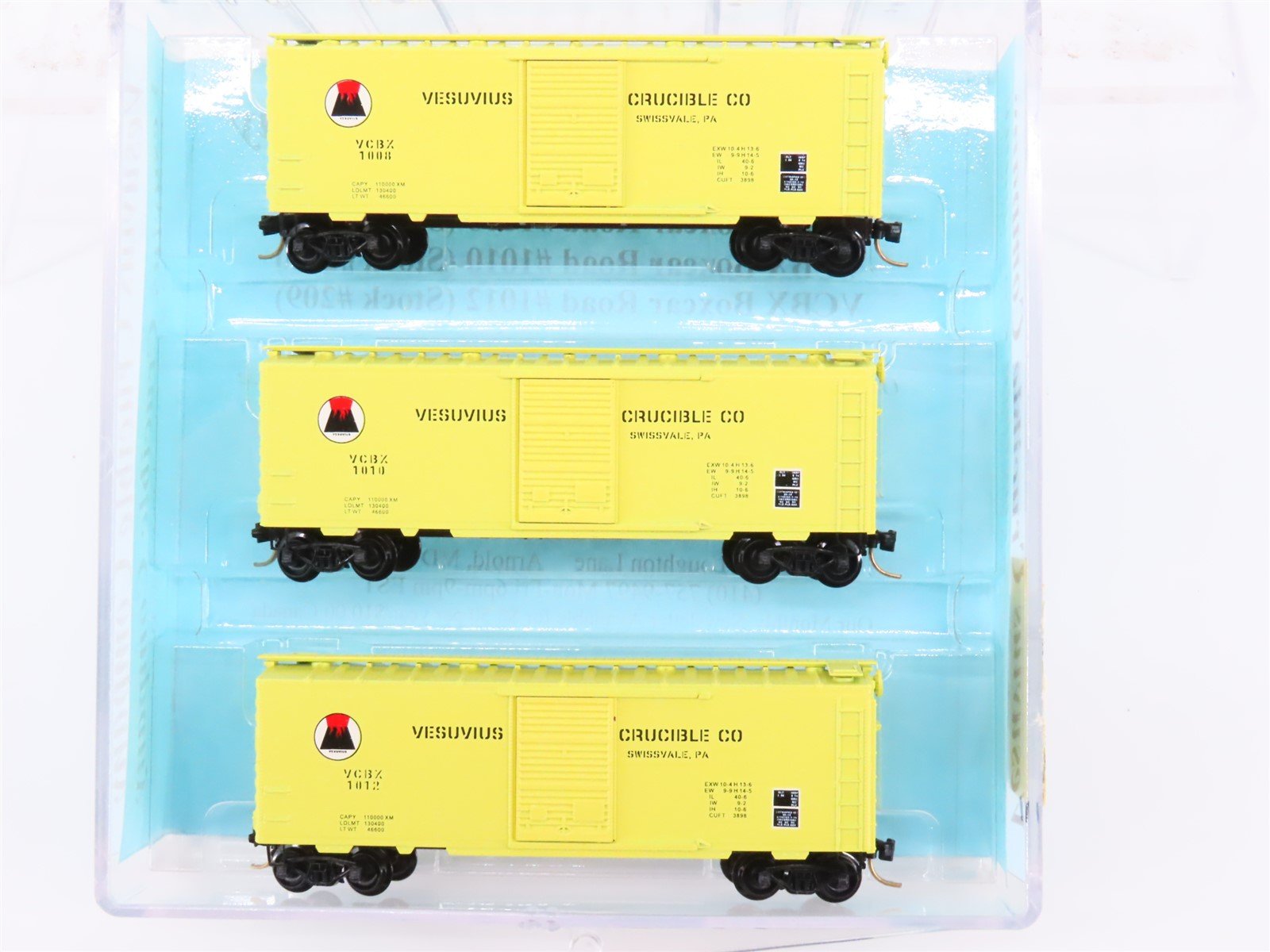 N Scale MTL Al's Kustom Train Kars VCBX Vesuvius Crucible Co 40' Box Car 3-Pack