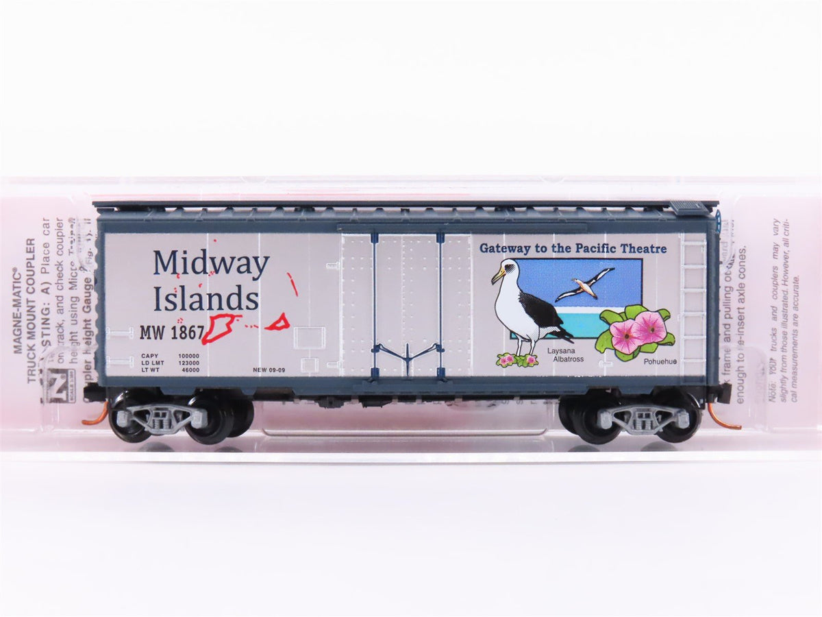 N Scale Micro-Trains MTL NSC 09-02 MW Midway Island 40&#39; Plug Door Box Car #1867