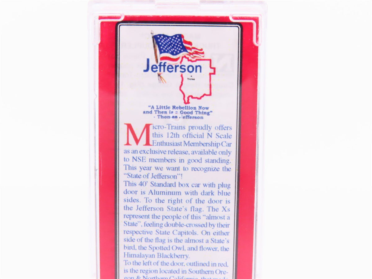 N Scale Micro-Trains MTL NSE 12-01 JF State of Jefferson Plug Door Box Car #1941