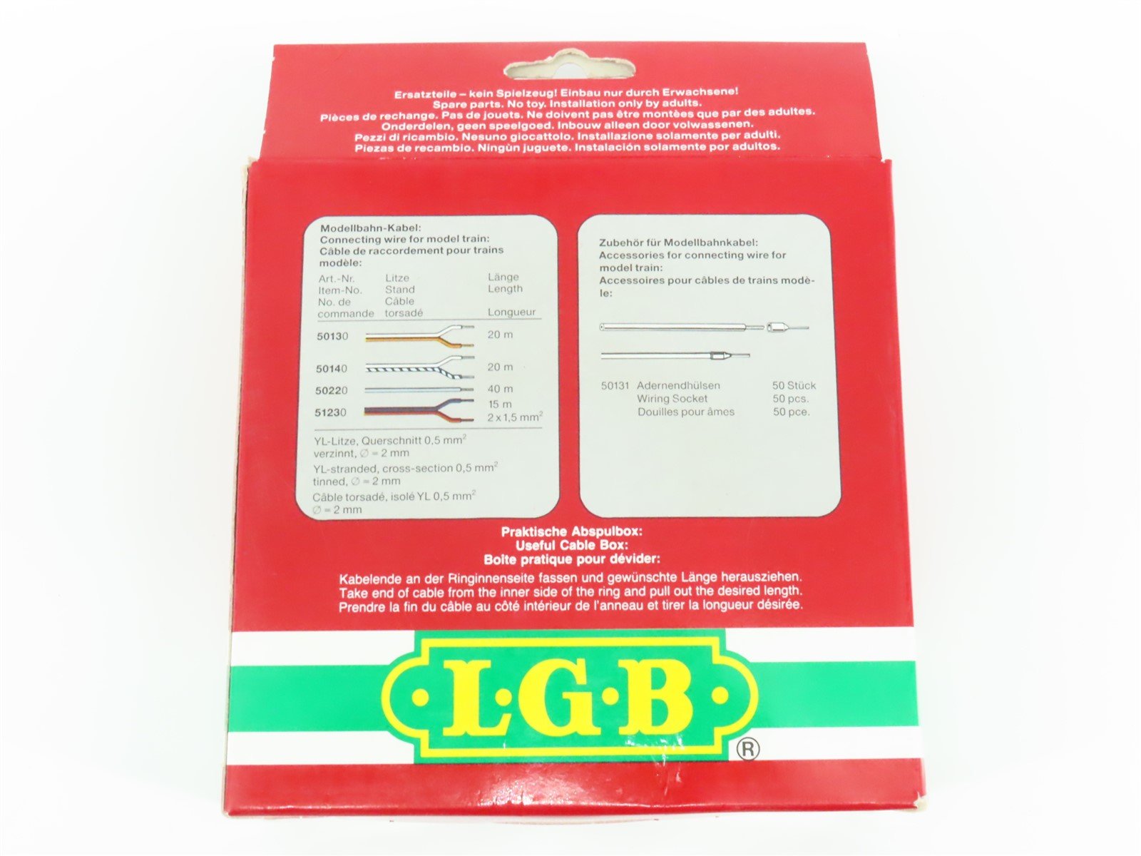 LGB 50230 2 Conductor Red & Blue 15 Meter Wire