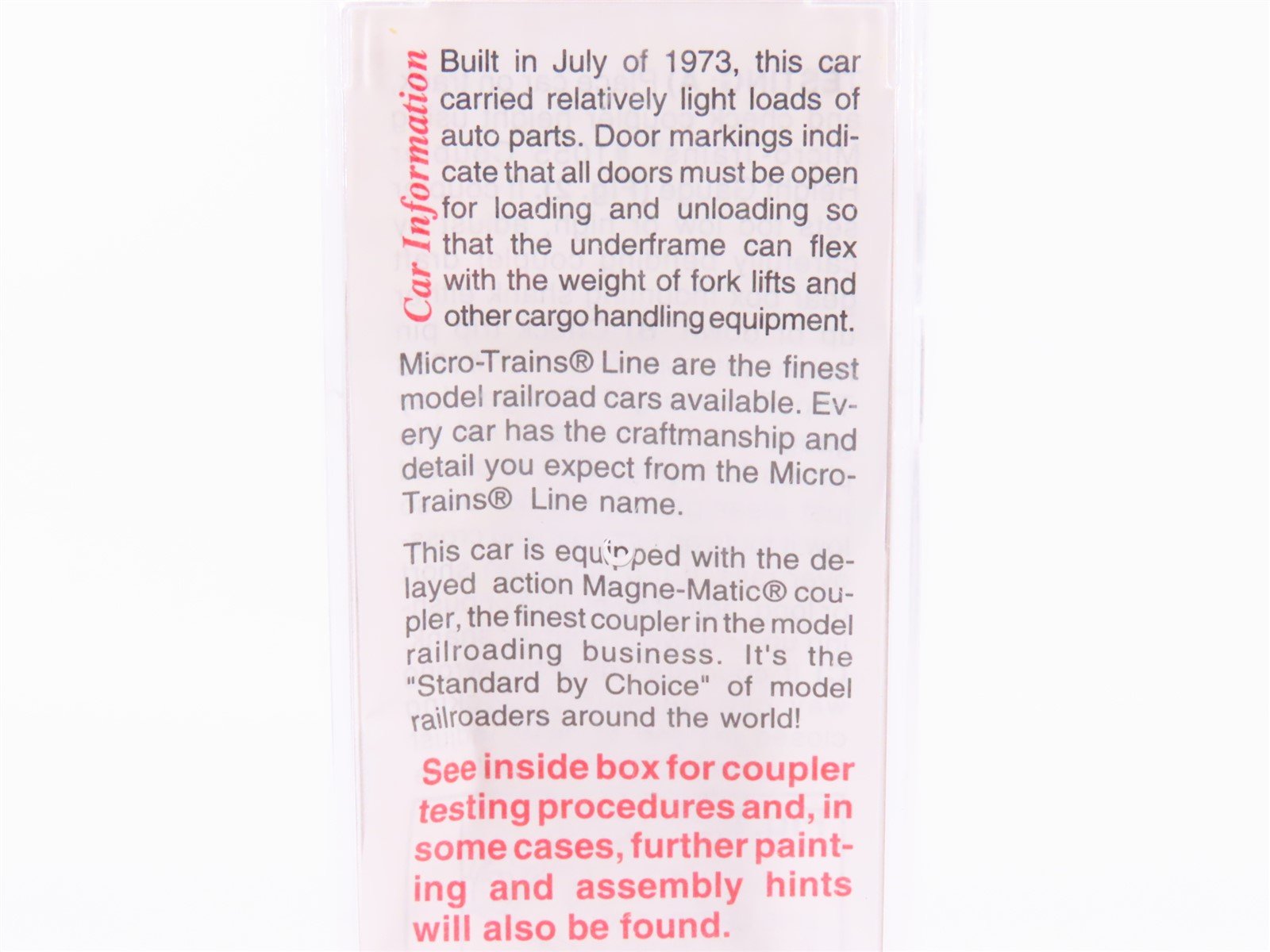 N Scale Micro-Trains MTL 102020 UP Union Pacific Railroad 60' Box Car #960856