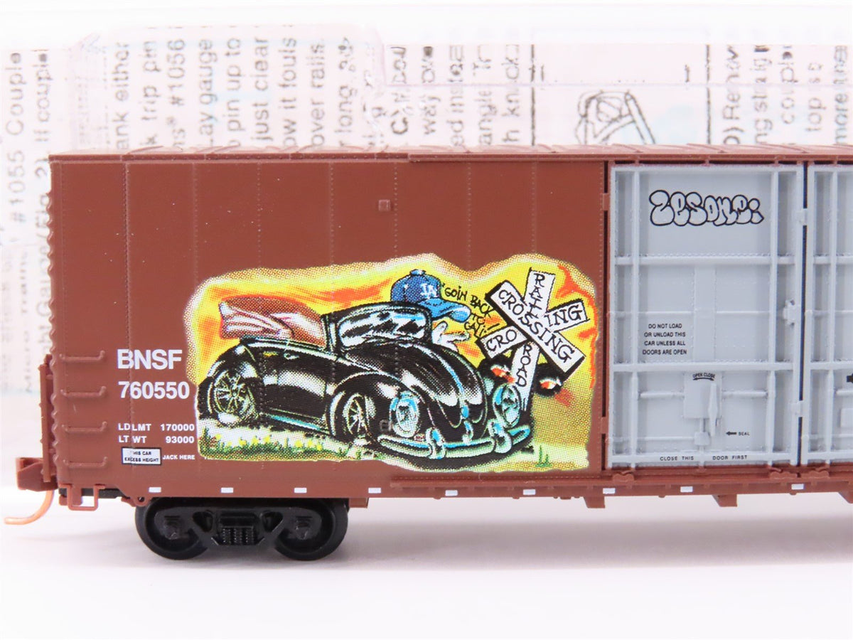 N Micro-Trains MTL GCS Car #12 BNSF &quot;California&quot; 60&#39; Box Car #760550 w/ Graffiti