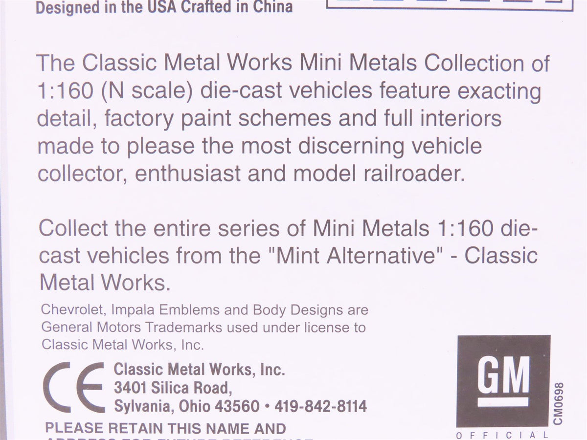 N Scale CMW Mini Metals 50247 78&#39; Chevy Impala Fire Chief Car 2-Pack