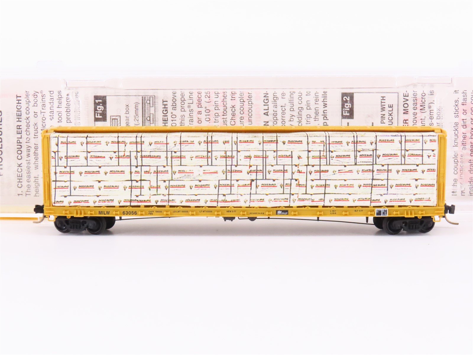 N Micro-Trains MTL 53050 MILW Milwaukee 60' 8" Flat Car #63056 w/ Custom Load