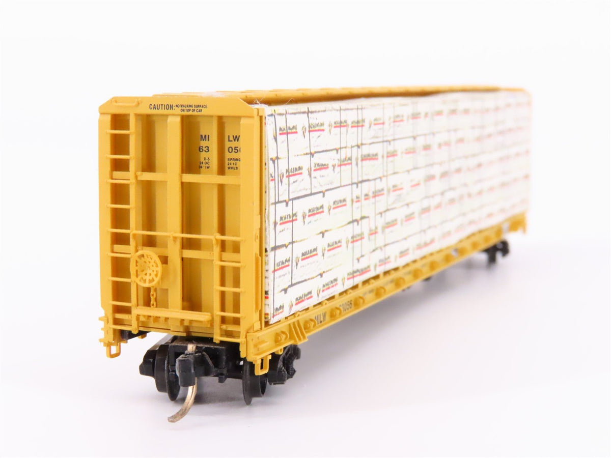 N Micro-Trains MTL 53050 MILW Milwaukee 60&#39; 8&quot; Flat Car #63056 w/ Custom Load