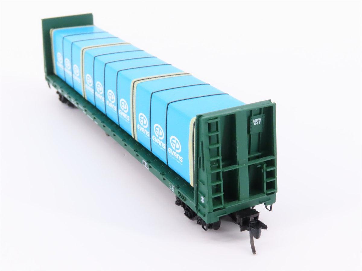 N Kadee Micro-Trains MTL 54100 MDW 61&#39; 8&quot; Bulkhead Flat Car #1147 w/ Custom Load