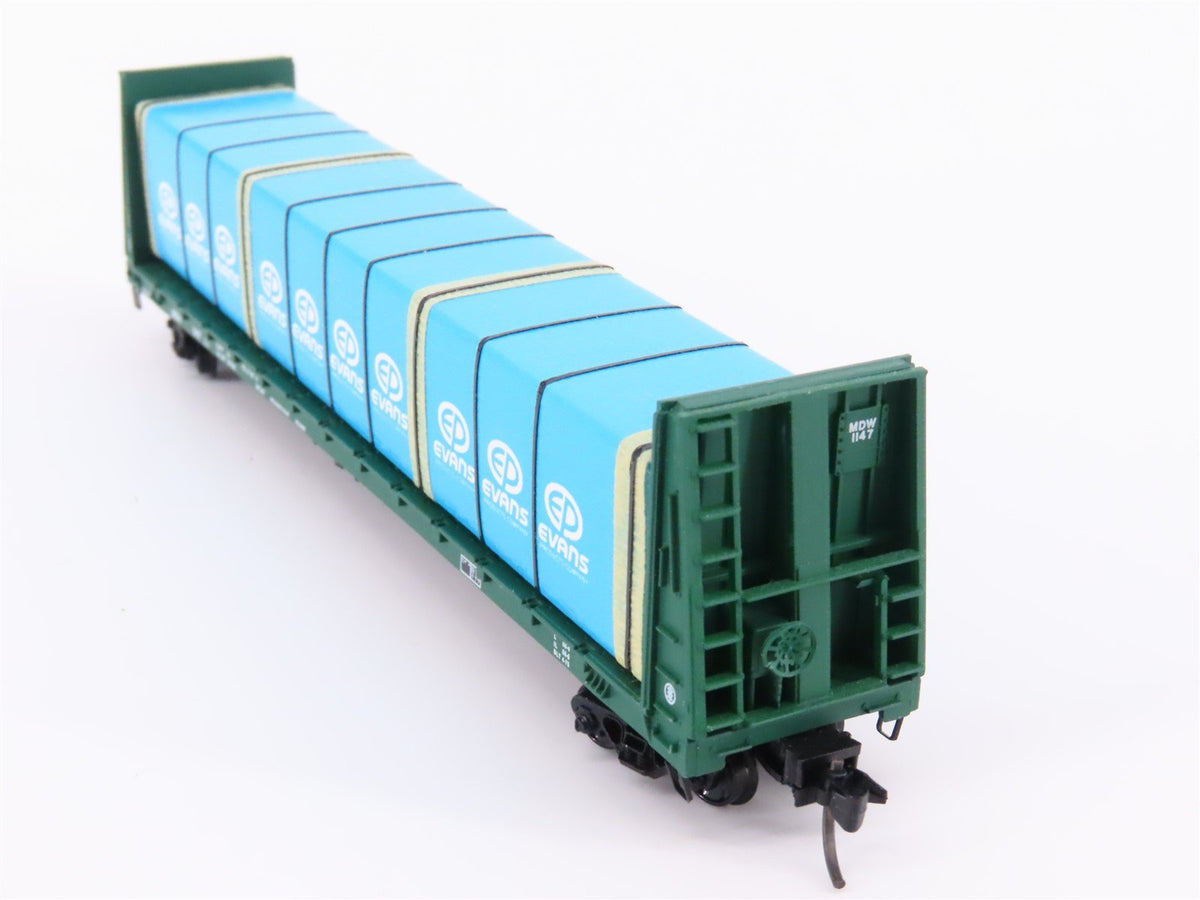 N Kadee Micro-Trains MTL 54100 MDW 61&#39; 8&quot; Bulkhead Flat Car #1147 w/ Custom Load