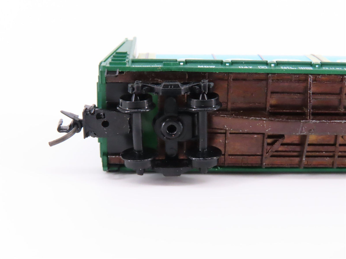 N Kadee Micro-Trains MTL 54100 MDW 61&#39; 8&quot; Bulkhead Flat Car #1147 w/ Custom Load