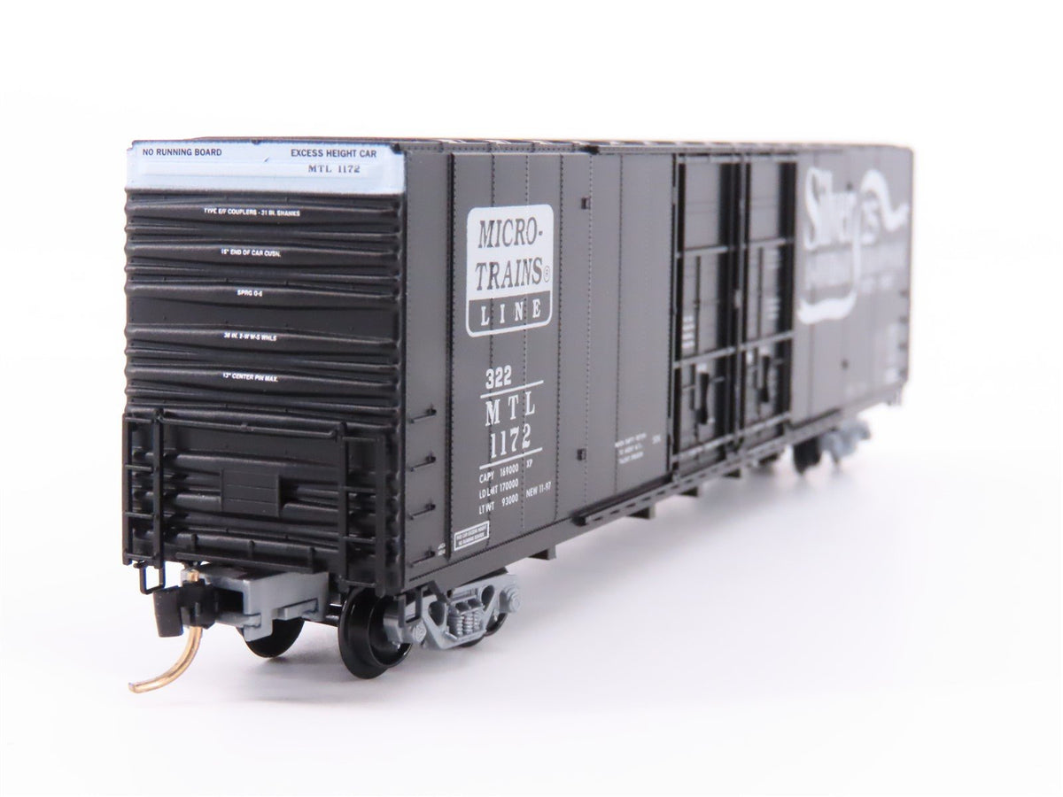 N Micro-Trains MTL 102030 25th Anniversary 60&#39; Double Plug Doors Box Car #1172