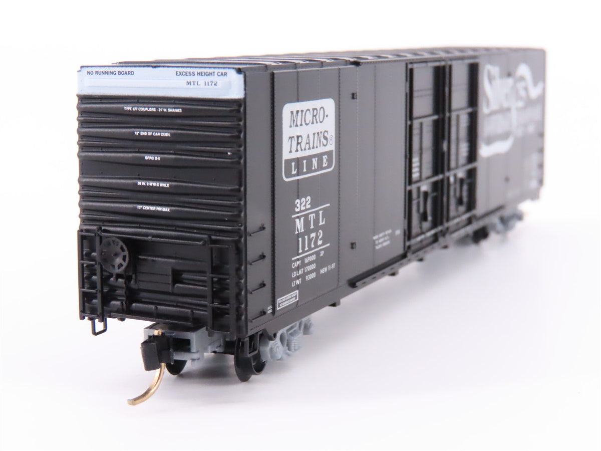 N Micro-Trains MTL 102030 25th Anniversary 60&#39; Double Plug Doors Box Car #1172