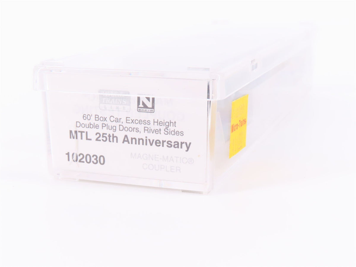 N Micro-Trains MTL 102030 25th Anniversary 60&#39; Double Plug Doors Box Car #1172