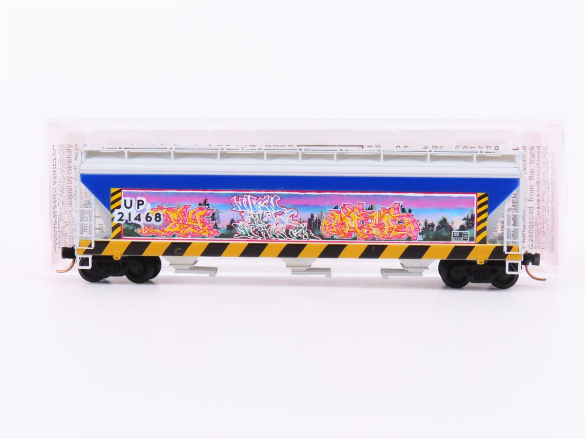 N Scale Micro-Trains MTL GCS Car #9 &quot;Burner&quot; UP 3-Bay Hopper 21468 w/ Graffiti