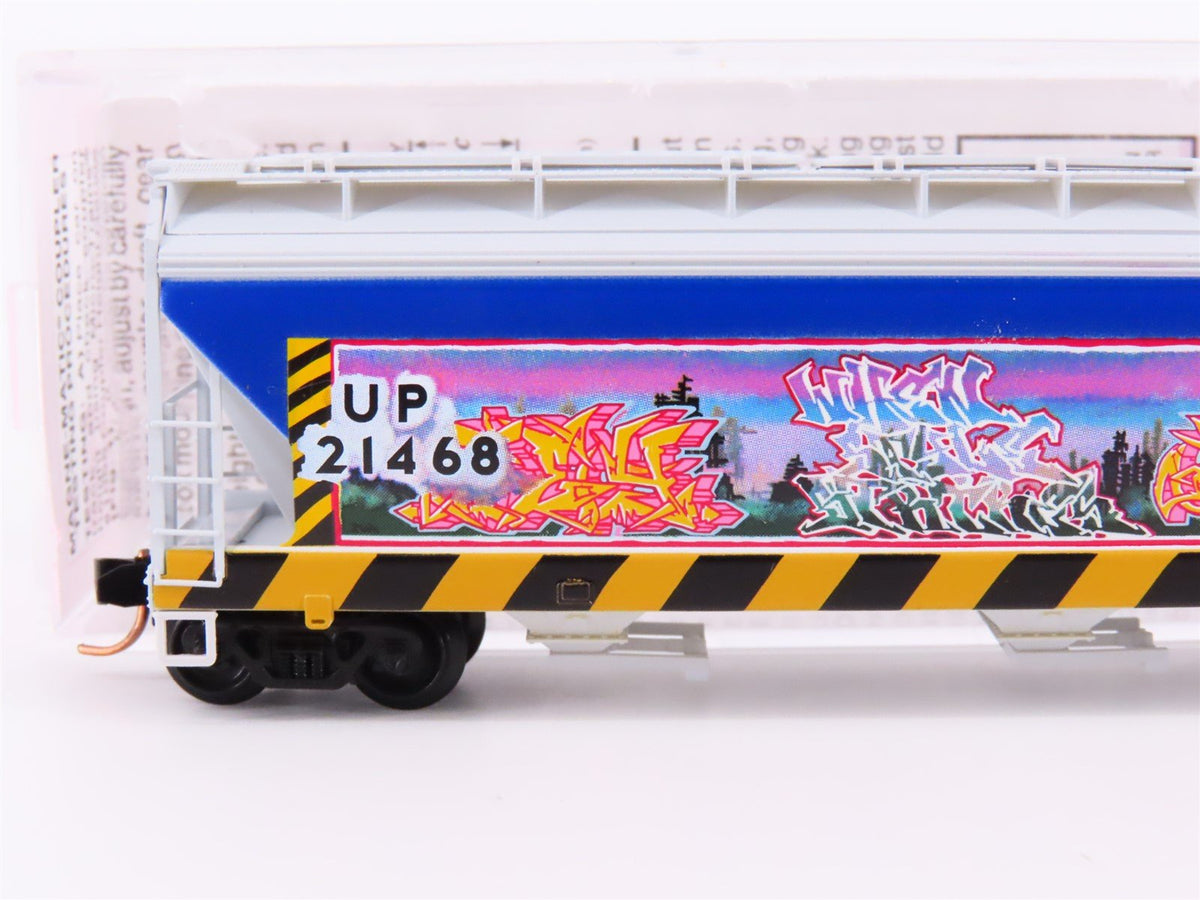 N Scale Micro-Trains MTL GCS Car #9 &quot;Burner&quot; UP 3-Bay Hopper 21468 w/ Graffiti