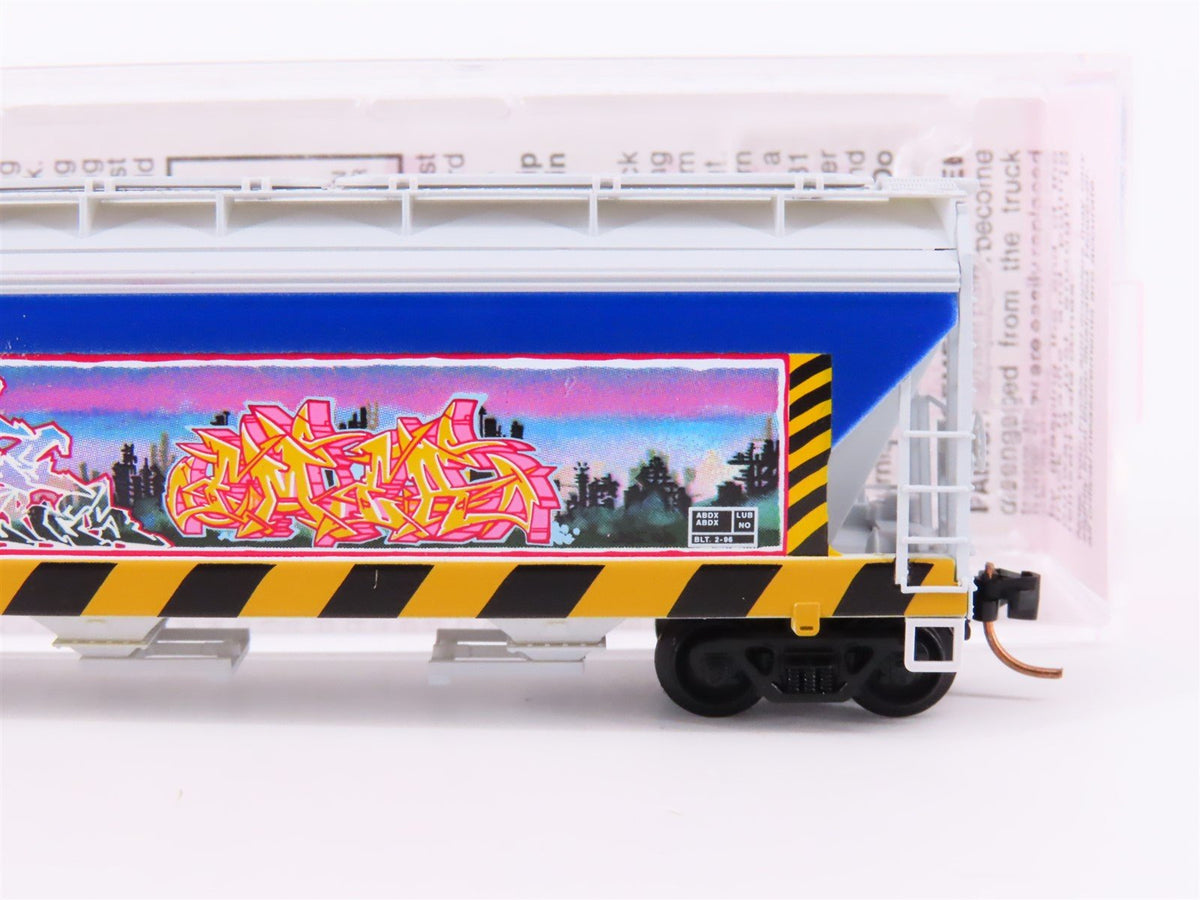 N Scale Micro-Trains MTL GCS Car #9 &quot;Burner&quot; UP 3-Bay Hopper 21468 w/ Graffiti