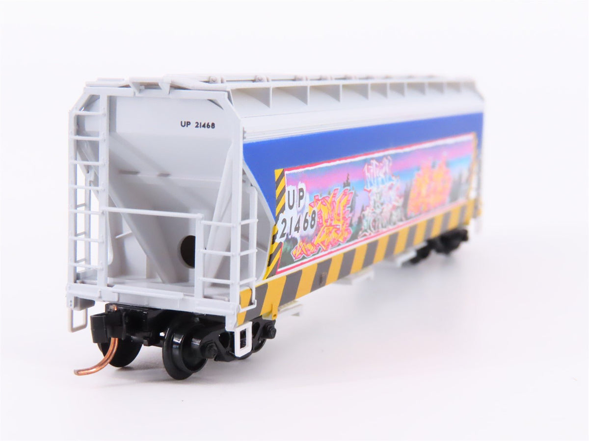 N Scale Micro-Trains MTL GCS Car #9 &quot;Burner&quot; UP 3-Bay Hopper 21468 w/ Graffiti