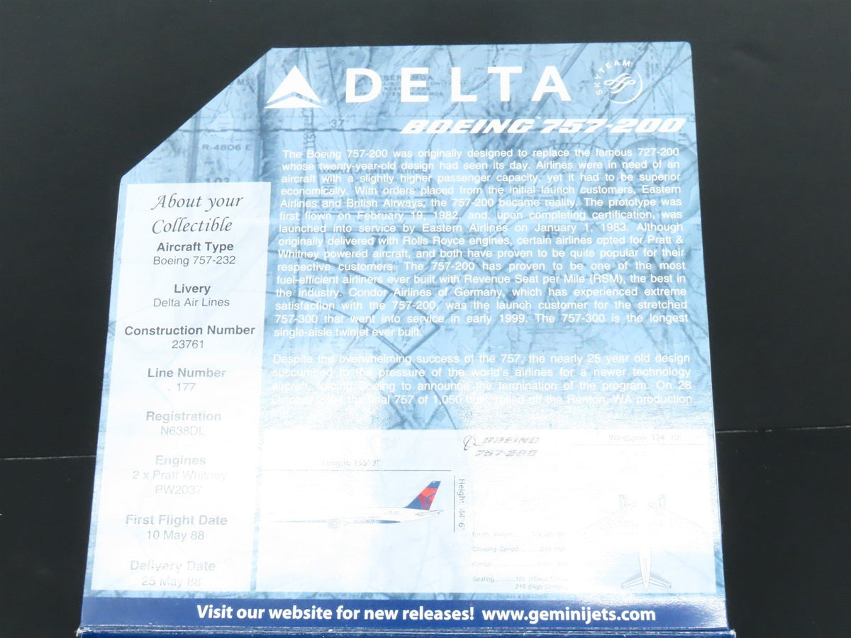 1:400 Scale GeminiJets GJDAL810 Delta Air Lines Boeing 757-200 Airliner