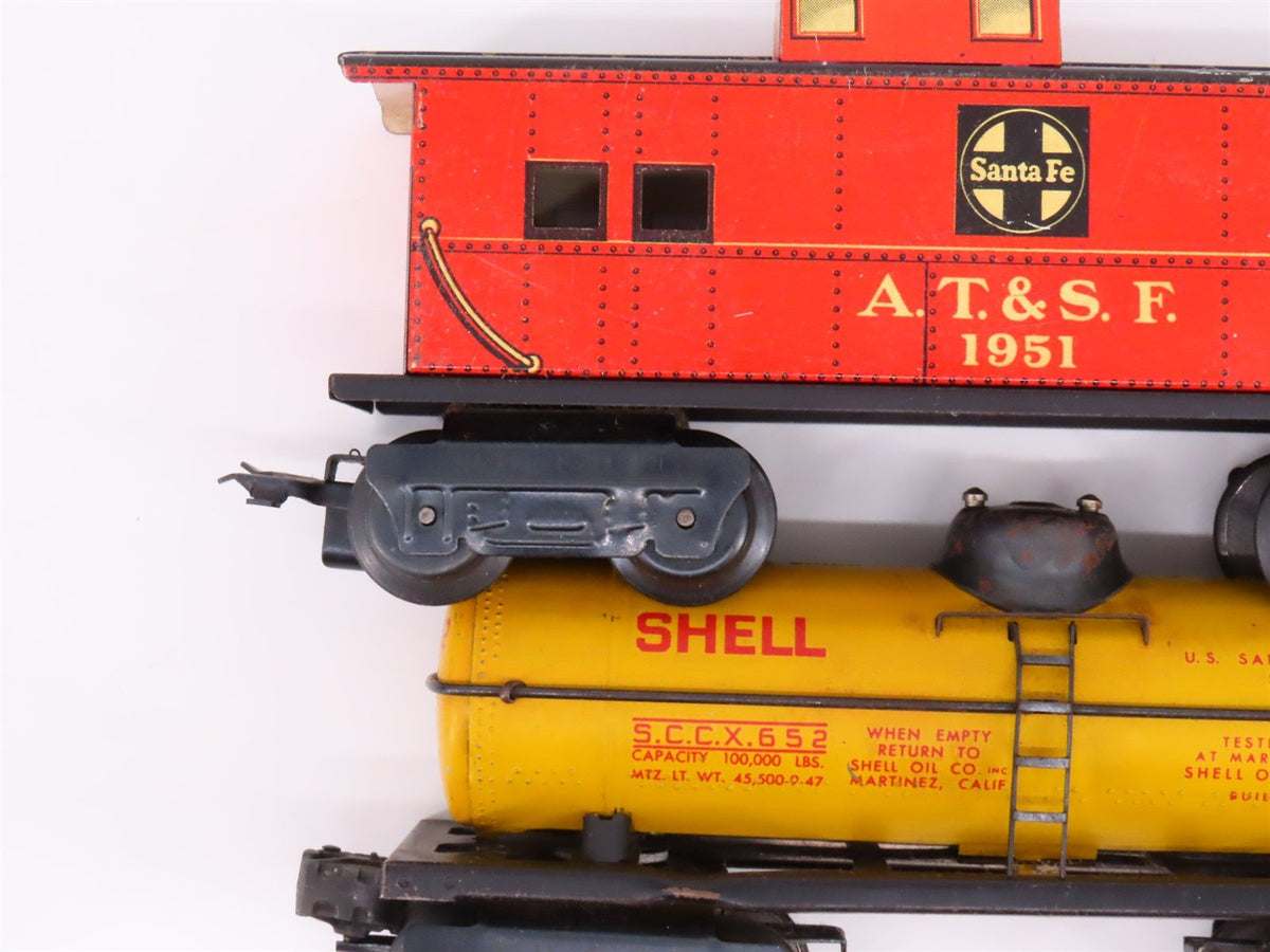 O Gauge 3-Rail Marx Tinplate ATSF Santa Fe Diesel Freight Set w/Box &amp; Extra Cars